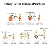 10Pcs 5 Styles Brass Charms KK-CJ0001-73-2