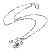 Letter A~Z Antique Silver Plated Alloy with Synthetic Turquoise Pendant Necklaces NJEW-G080-01S-3