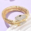 Snake Alloy Rhinestone Bangles for Women BJEW-G085-01G-02-2