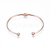 Alloy Wire Wrap Knot Open Cuff Bangle for Women BJEW-S118-145RG-2
