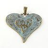 Heart Tibetan Style Alloy Big Pendants X-TIBEP-R342-10-RS-1