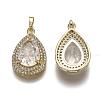 Golden Plated Brass Micro Pave Clear Cubic Zirconia Pendants ZIRC-F123-04A-2