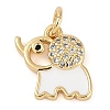 Elephant Rack Plating Brass Micro Pave Cubic Zirconia Charms KK-P287-03G-1