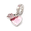 Rack Plating Alloy Light Rose Rhinestone European Dangle Charms PALLOY-S189-29P-2