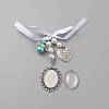 Wedding Bouquet Alloy & Glass Photo Charms DIY-WH20004-07D-AS-1