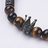 Natural Tiger Eye Stretch Bracelets BJEW-P188-05-2