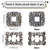 WADORN 4Pcs 2 Styles Square/Rectangle Alloy Rhinestone Detachable Shoe Buckle Clips AJEW-WR0002-31B-2