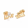 Word Love 304 Stainless SteelStud Earrings EJEW-C019-14G-2