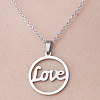 Non-Tarnish 201 Stainless Steel Word Love Pendant Necklace NJEW-OY001-44-1