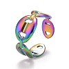 Rainbow Color Ion Plating(IP) 304 Stainless Steel Coffee Bean Open Cuff Ring for Women RJEW-A005-30MC-2