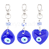 3Pcs 3 Styles Handmade Lampwork Evil Eye Pendant Decorations HJEW-CP0001-37-1