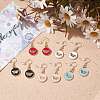 Flat Round with Butterfly Enamel Dangle Earrings EJEW-JE04862-2