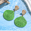 Teardrop with Shell Shape Alloy Raffia Dangle Stud Earrings FS-WGAC576-05-1