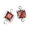 SHEGRACE Brass Pave Cubic Zirconia Square Connector Charms XGRQ2O169-440B-P-2