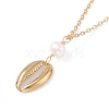 Natural Cowrie Shell Natural Pearl Pendant Necklaces NJEW-JN03745-9