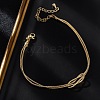 Brass Snake Chain Bracelets for Women BJEW-C087-01G-3