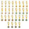 28Pcs 7 Colors Brass Enamel Dangle Leverback Earrings EJEW-AB00029-1