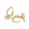 Leaf Rack Plating Brass Cubic Zirconia Hoop Earrings EJEW-K245-26G-2