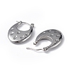 Non-Tarnish 304 Stainless Steel Round Textured Teardrop Thick Hoop Earrings for Women EJEW-I284-19P-2