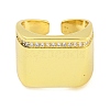 Rectangle Brass Micro Pave Clear Cubic Zirconia Cuff Finger Rings RJEW-B069-03G-2