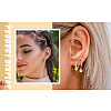  Jewelry 3 Pairs 3 Style Round & Lightning Bolt & Square Cubic Zirconia Huggie Hoop Earrings EJEW-PJ0001-03-15