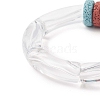Natural Lava Rock Flat Round & Acrylic Beaded Stretch Bracelet for Women BJEW-JB09253-5