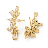 Clear Cubic Zirconia Flower Dangle Stud Earrings EJEW-C035-11G-2