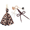 2Pcs 2 Styles Silk Leopard Print Scarf & Nylon Cord & PVC Rugby Pendant & Alloy Enamel Baseball Helmet Pendant & Glass Pearl Bowknot Keychain HJEW-ME00159-1