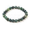 Natural Moss Agate Beaded Stretch Bracelets X-B072-5-6