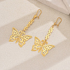 Elegant French Style Brass Hollow Butterfly Tassel Hoop Earrings JT4875-5