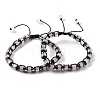 Adjustable Natural Rose Quartz and Non-magnetic Synthetic Hematite Braided Bead Bracelets BJEW-Z090-01B-4