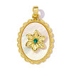Brass Micro Pave Green Cubic Zirconia with Shell Pendants CU-OY001-52G-1