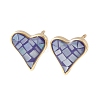 Brass Enamel Heart Stud Earrings EJEW-I322-08G-5