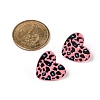 Heart Acrylic Printed Stud Earrings for Women EJEW-G418-01C-5