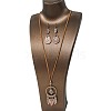 Bohemian Style Alloy & Wood & Synthetic Turquoise Pendant Necklaces & Dangle Earrings Sets WG14320-02-3