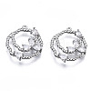 Brass Micro Pave Clear Cubic Zirconia Charms ZIRC-S069-026P-1