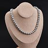 8mm Shell Pearl Round Beaded Necklaces NJEW-U026-15P-1