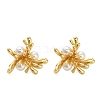 Flower Brass Stud Earring Findings KK-D102-05G-4