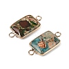 Brass Pave Natural Imperial Jasper Connector Charms KK-R214-05KCG-2