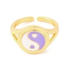 Round with Yin-yang Brass Enamel Open Cuff Rings for Women RJEW-U009-11B-G-2