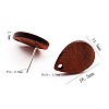 Coconut Brown Wood Stud Earring Findings EJEW-CJC0001-10-2