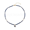 Cubic Zirconia Teardrop Pendant Necklace with Natural Kyanite Beaded Chains NJEW-JN04121-01-1