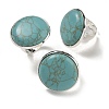 Synthetic Turquoise Round Adjustable Rings RJEW-K371-09S-16-1