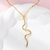 Brass Snake Pendant Cable Chain Necklaces for Women NJEW-S438-01B-G-1