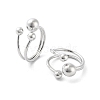 Round Ball Brass Open Cuff Rings for Women RJEW-D017-01P-1