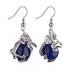 Natural Dyed Lapis Lazuli Dragon Dangle Earrings EJEW-A092-06P-04-1