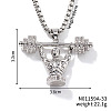 Cool Hip-hop High Street Fashion Brass Crystal Rhinestone Barbell Man Pendant Box Chain Necklaces HY8946-1-1