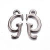 Gunmetal Plated Alloy Letter Pendants PALLOY-P097-03-G-1