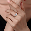 Rhodium Plated 925 Sterling Silver Micro Pave Cubic Zirconia Finger Rings for Women WGD6E9D-07-3