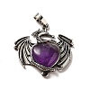 Natural Amethyst Heart Pendants KK-K331-01AS-08-2